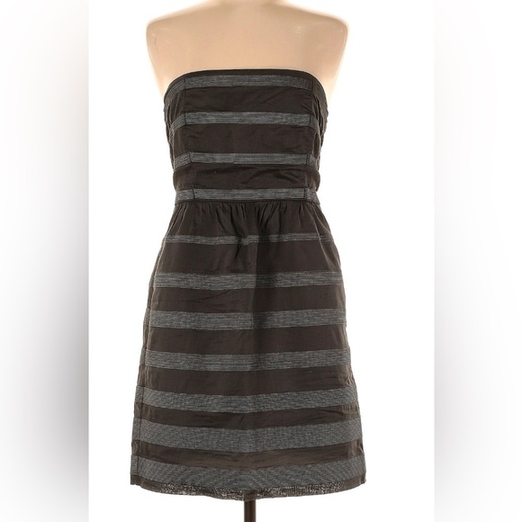 J.Crew Strapless Gray Ginny Rugby Striped Dress - size 6 - Picture 2 of 4